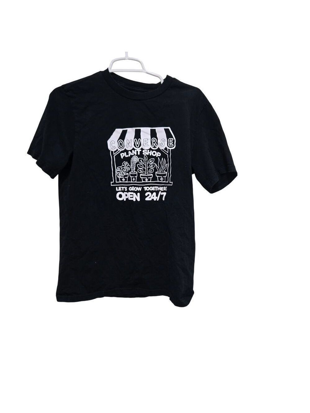 Converse Plant Shop Graphic Tee Women's Small Black Cotton T Shirt
